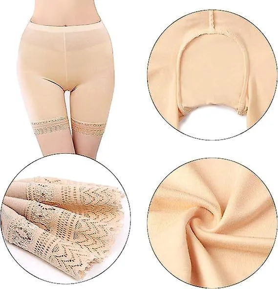 3 Pairs Women Under Skirt Shorts Safety Pants Soft Stretch Lace Trim Leggings Short Yoga Pants Plus