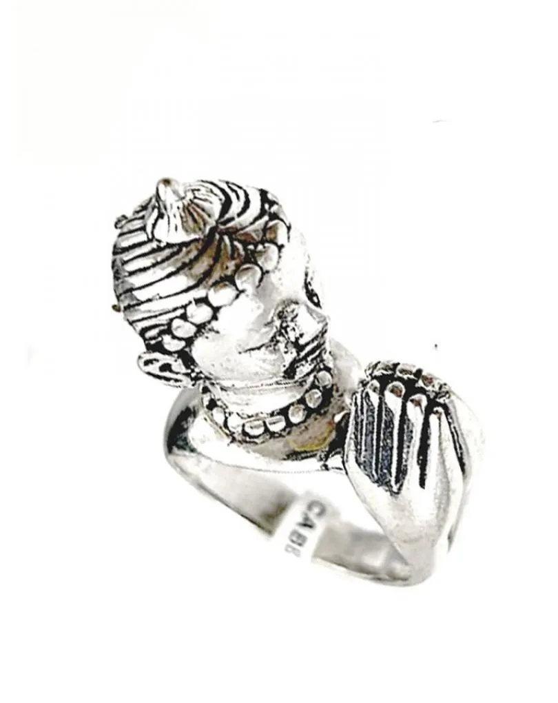 ANILLOS PLATEADOS ORIGINALES CON BUDA REZANDO