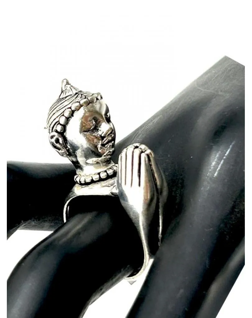 ANILLOS PLATEADOS ORIGINALES CON BUDA REZANDO