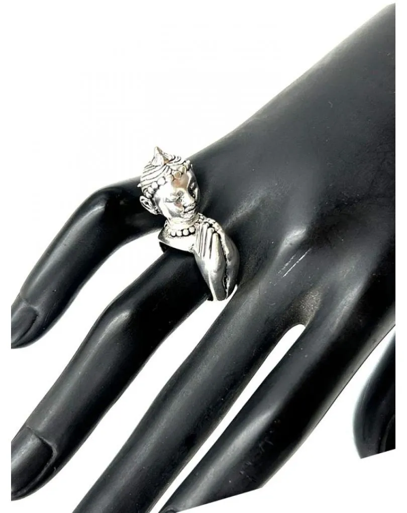 ANILLOS PLATEADOS ORIGINALES CON BUDA REZANDO