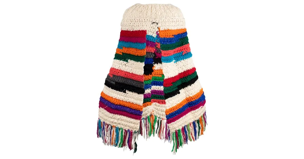 Autre Marque Poncho de punto con flecos Collection Privée 
