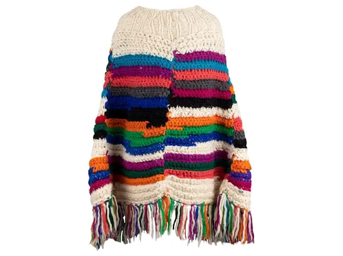 Autre Marque Poncho de punto con flecos Collection Privée 