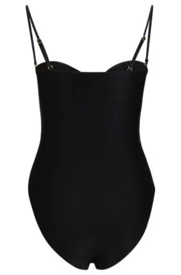 Bañador estilo bandeau con detalle de cinturón con monograma doble