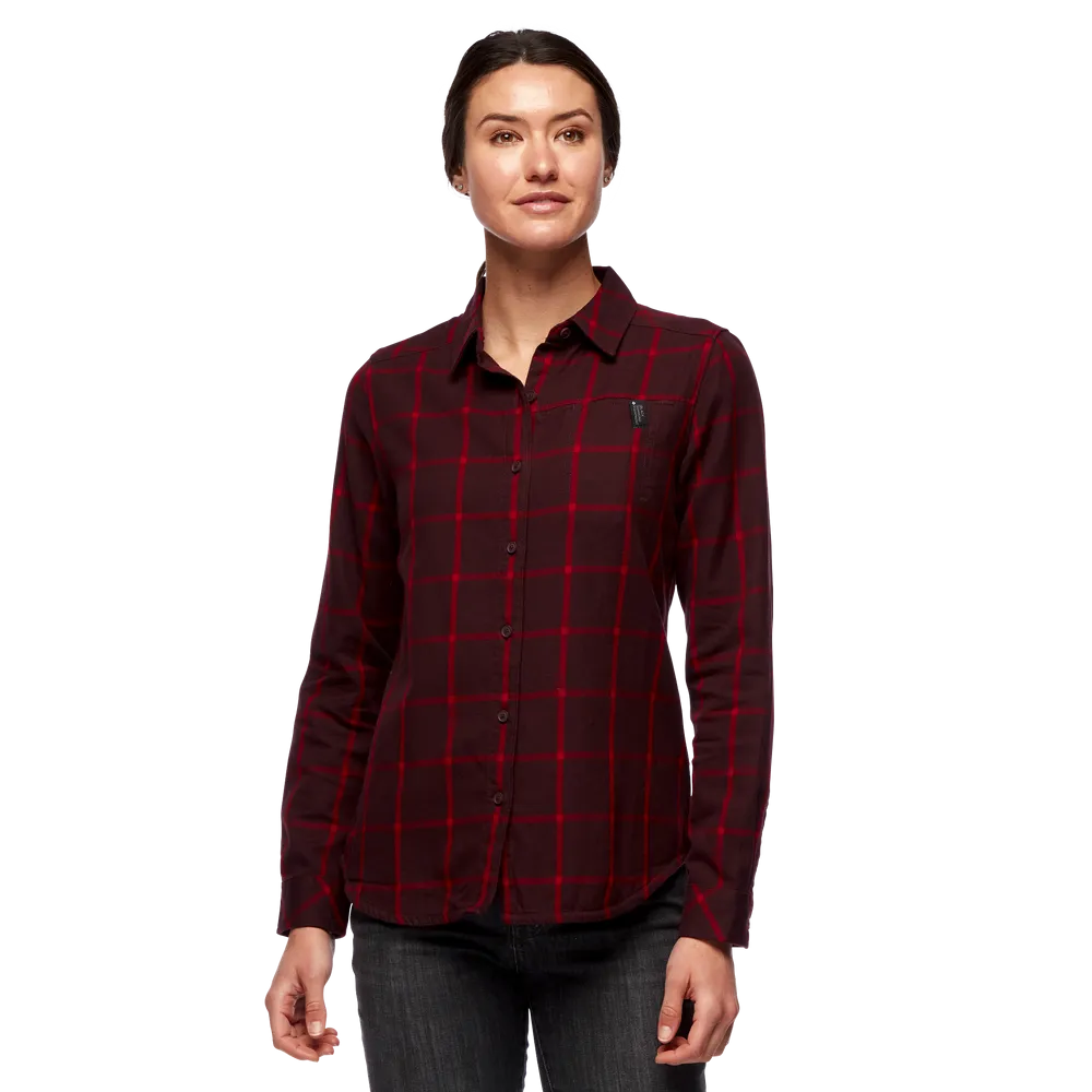 BD SERENITY LS FLANNEL SHIRT  WOMEN'S BORDEAUXVERMILION PLAID