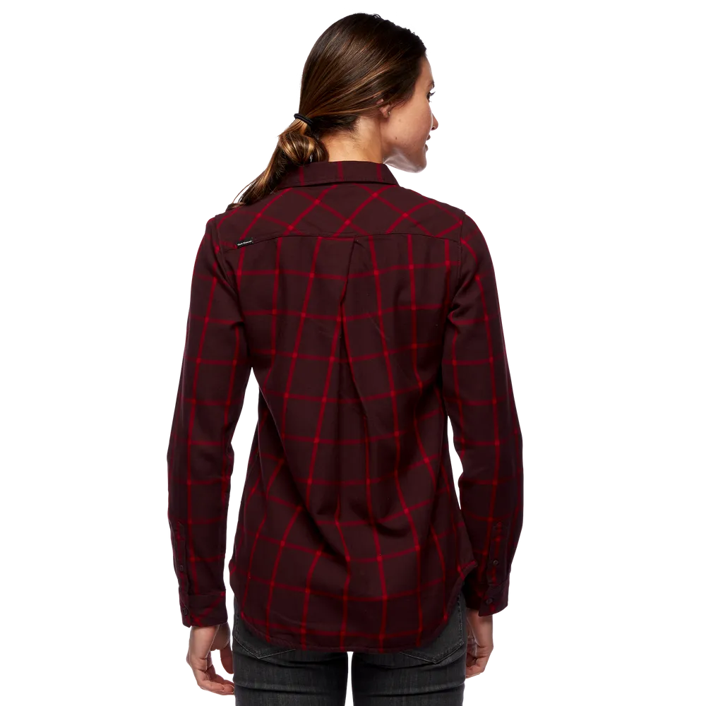 BD SERENITY LS FLANNEL SHIRT  WOMEN'S BORDEAUXVERMILION PLAID