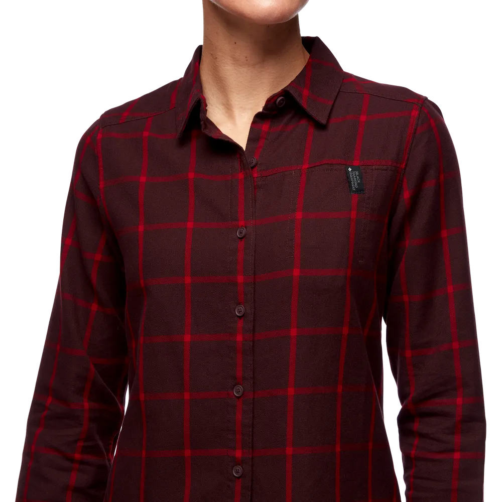 BD SERENITY LS FLANNEL SHIRT  WOMEN'S BORDEAUXVERMILION PLAID