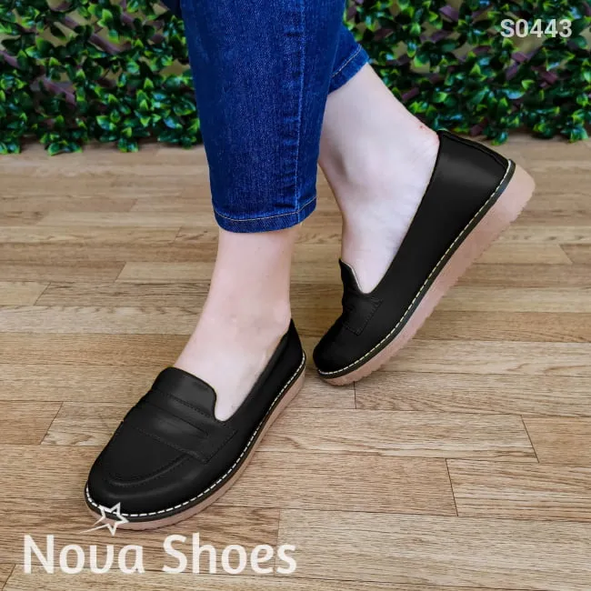 Bello mocasin de un solo color con plantilla suave, estilo bajito