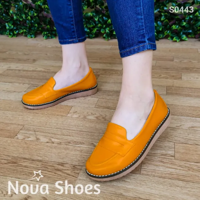 Bello mocasin de un solo color con plantilla suave, estilo bajito