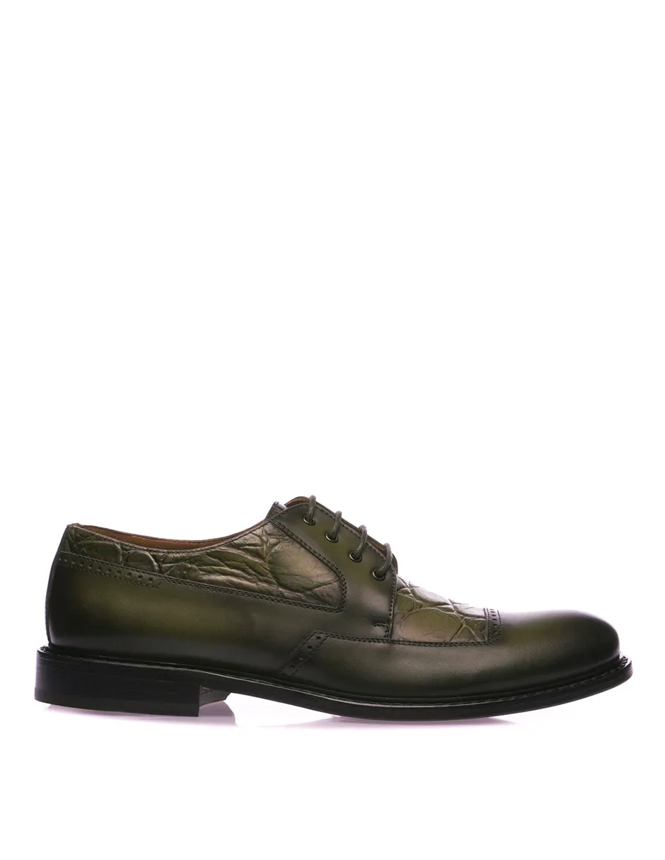 Blucher en Piel con Grabado tipo Piel Exótica