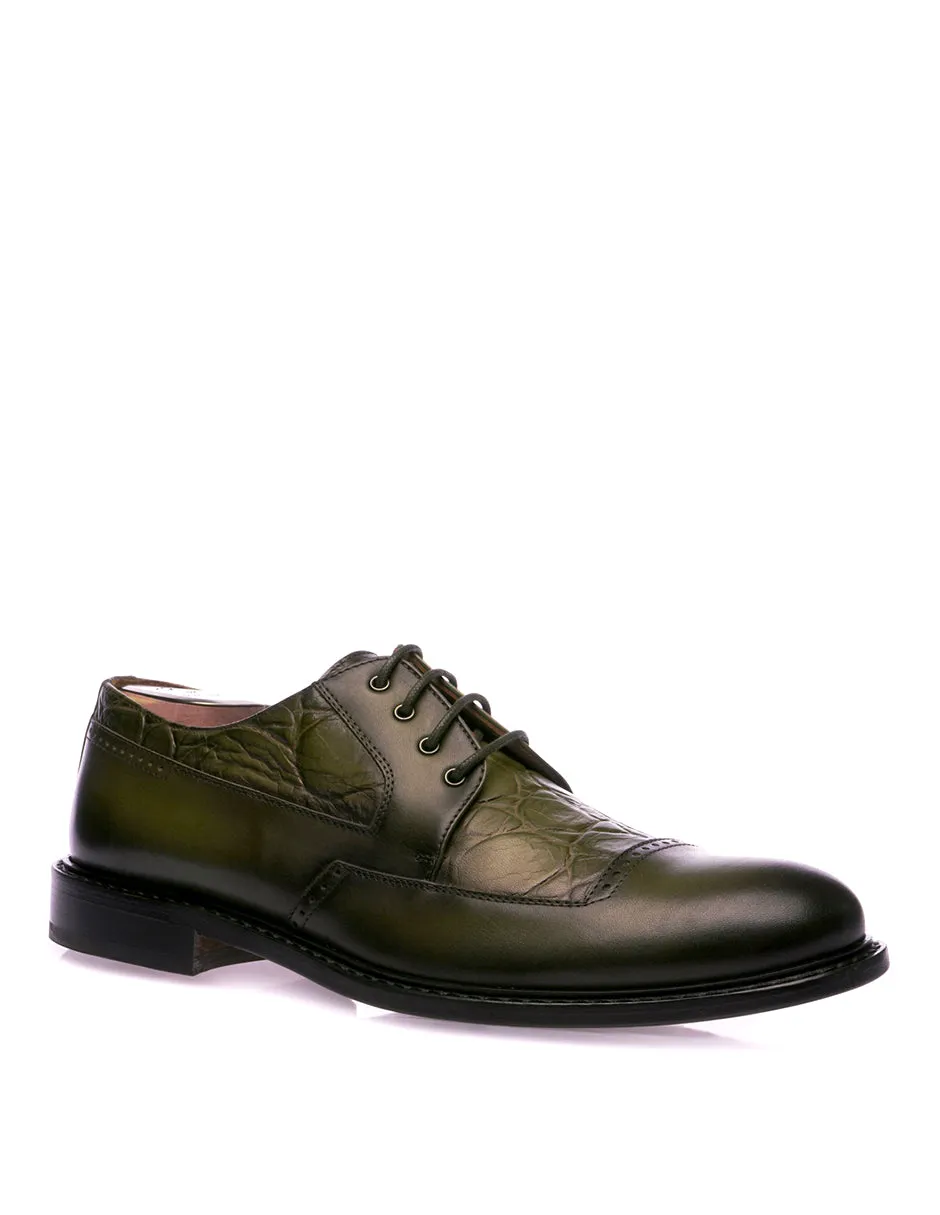 Blucher en Piel con Grabado tipo Piel Exótica