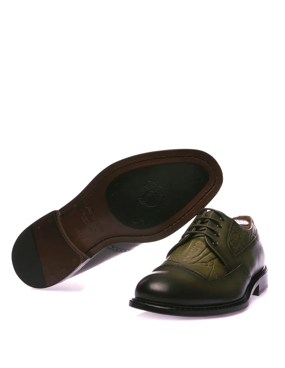 Blucher en Piel con Grabado tipo Piel Exótica