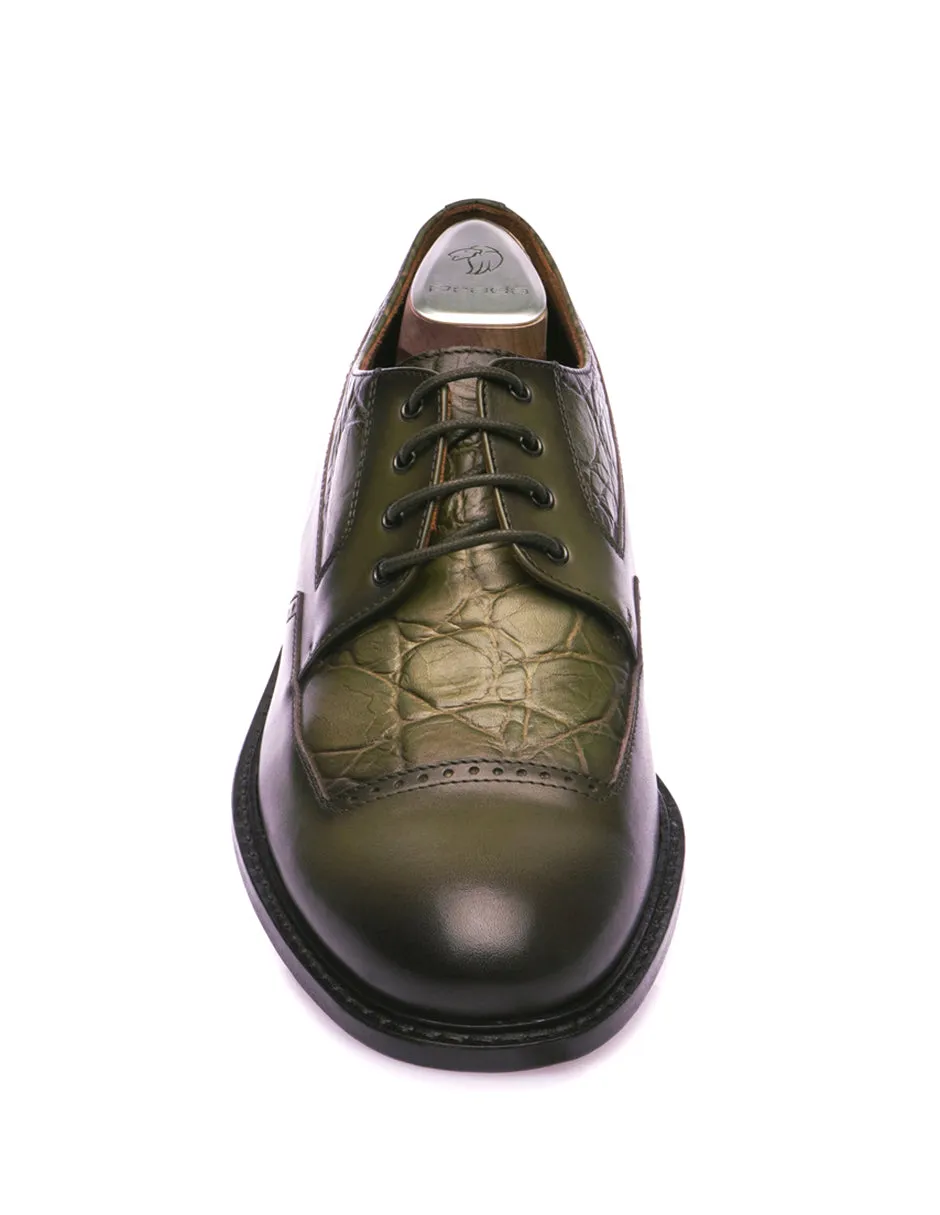 Blucher en Piel con Grabado tipo Piel Exótica