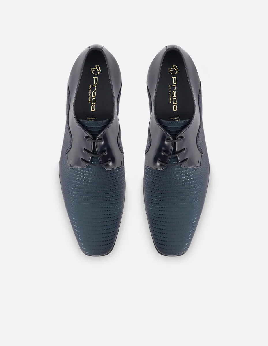 Blucher en piel florantik y gomato grabado color tornasol y suela de goma para hombre