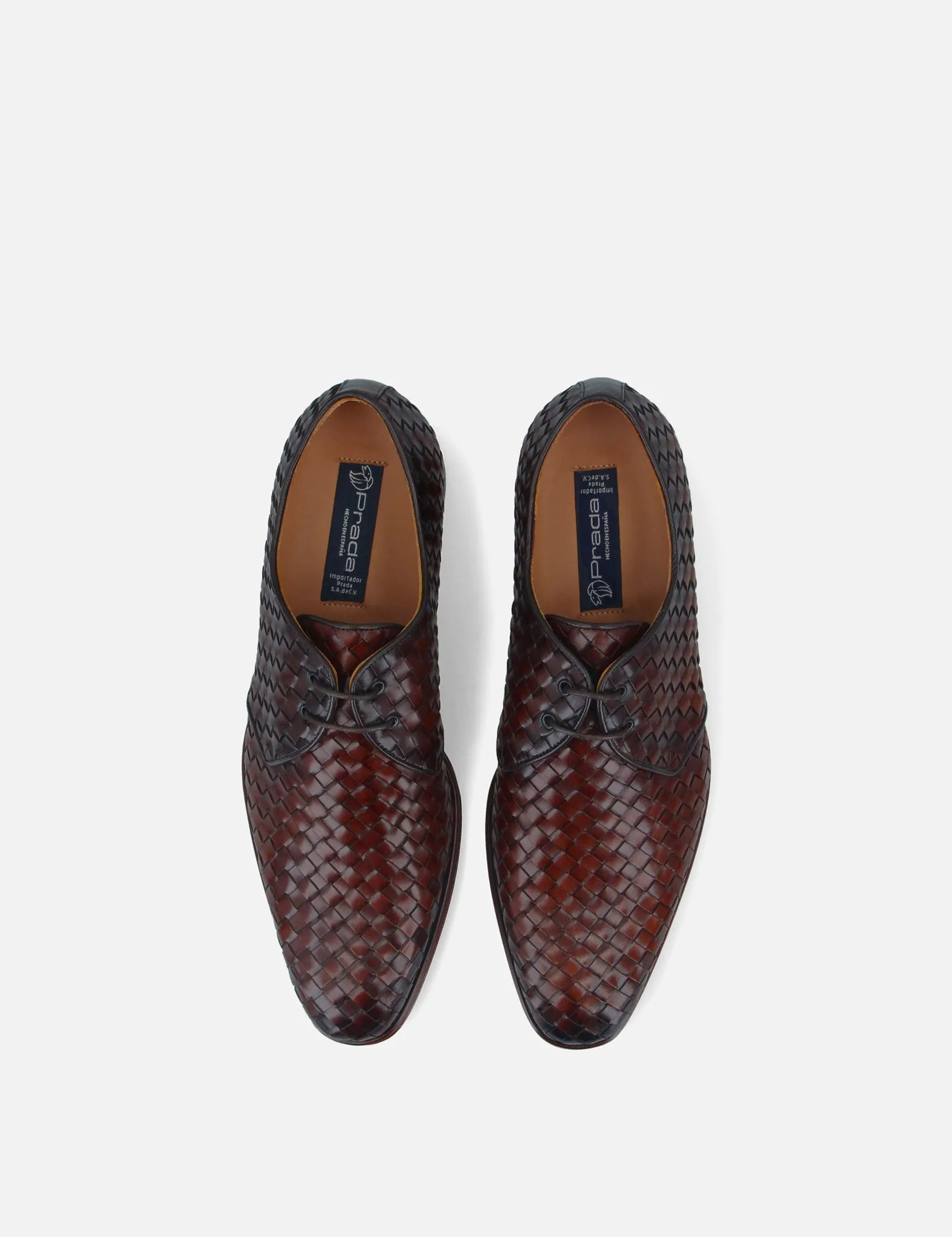 Blucher en piel napa tejida color caoba