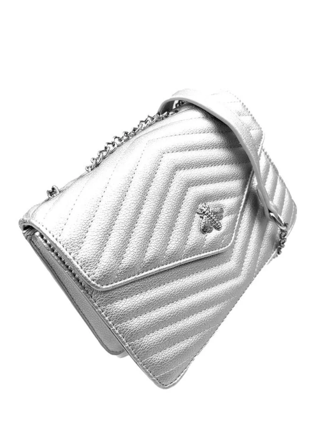 BOLSOS PLATEADOS ELEGANTES CON ABEJA DIA Y NOCHE