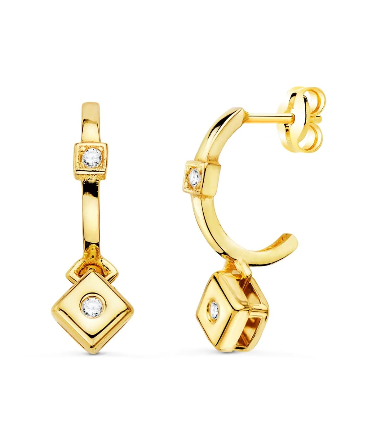 Boucles d'oreilles Créoles Diamants 0.056 Ct. OA 18K