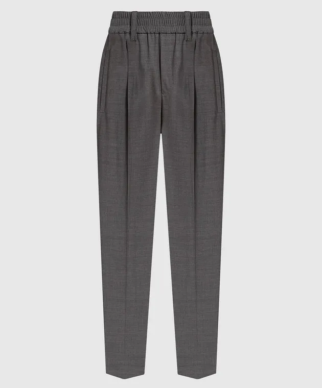 Brunello Cucinelli Gray pants with monil chain