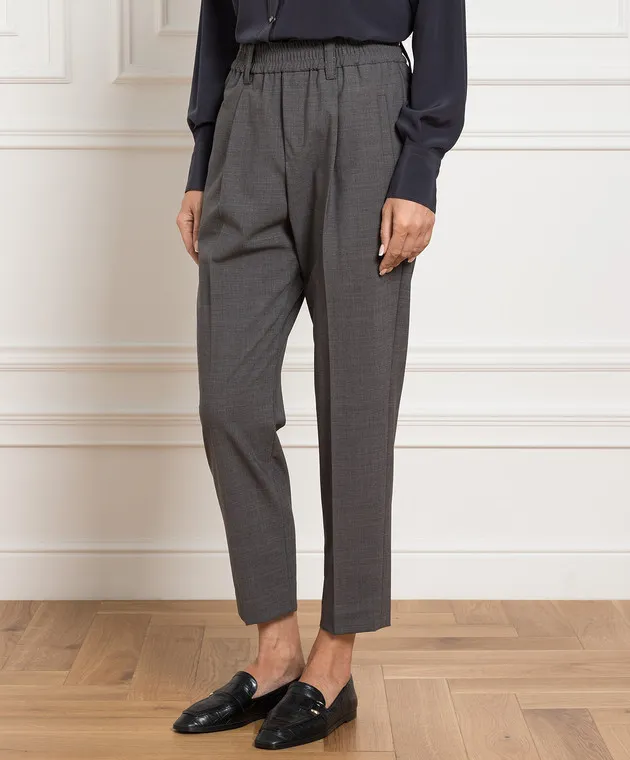 Brunello Cucinelli Gray pants with monil chain