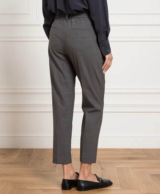Brunello Cucinelli Gray pants with monil chain