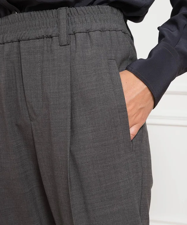 Brunello Cucinelli Gray pants with monil chain