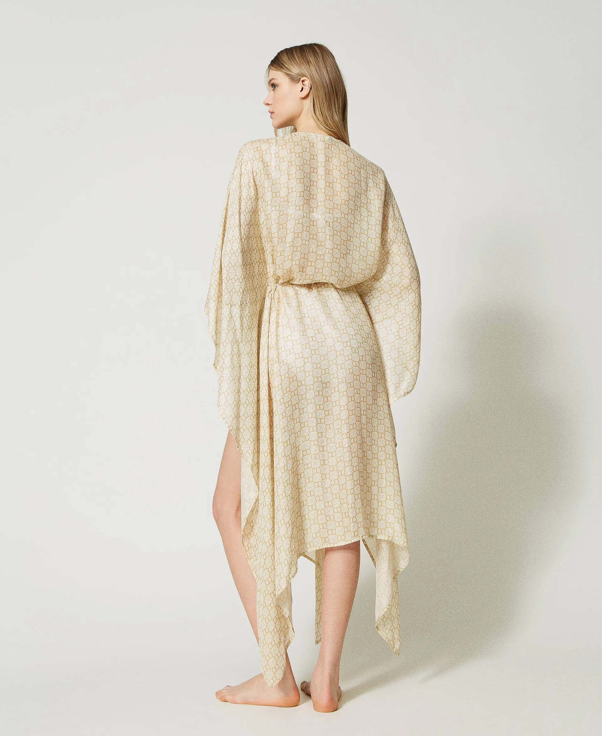 Caftán largo con Oval T jacquard