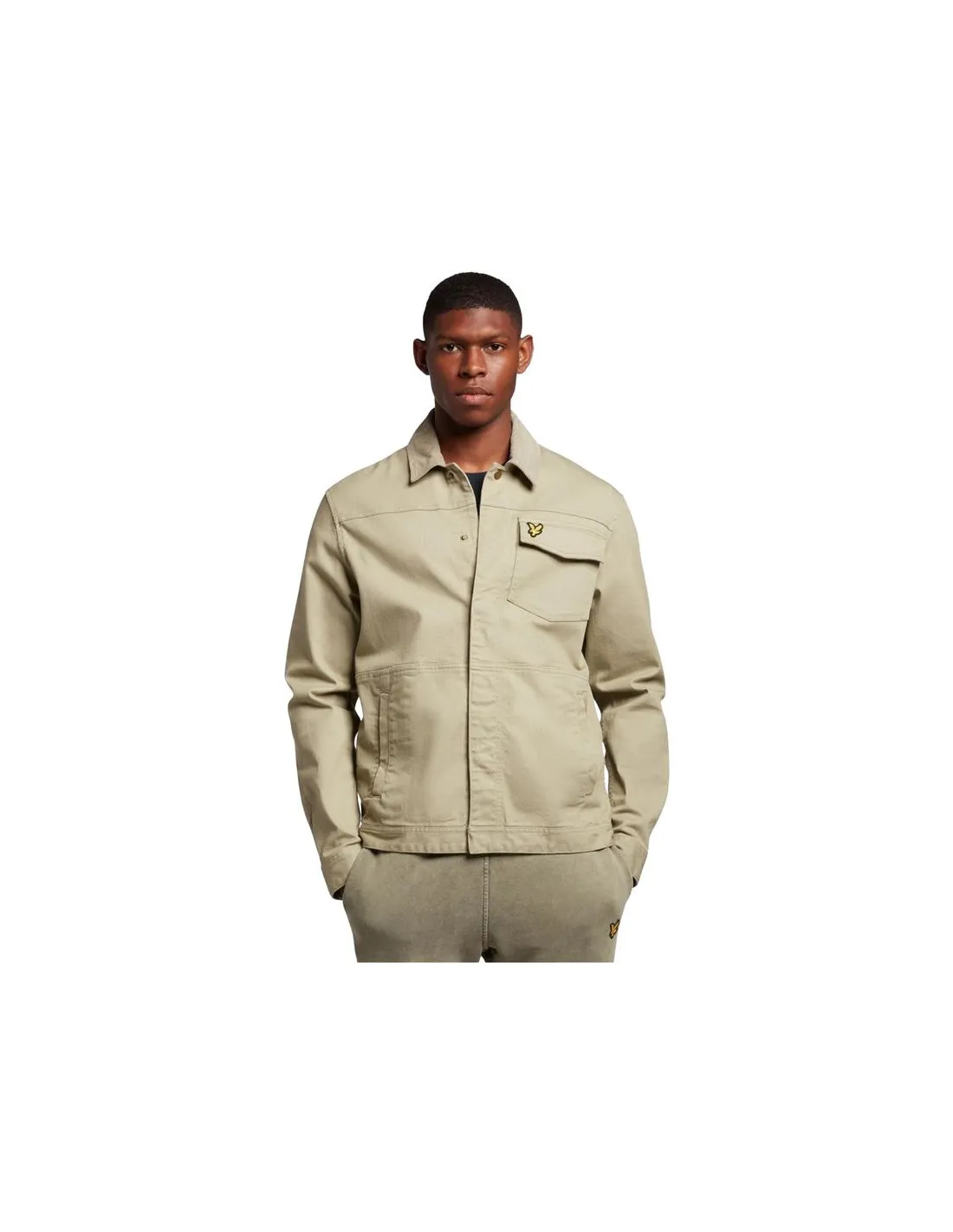 Camisa Lyle & Scott Cord Collar Trucker Beige Hombre