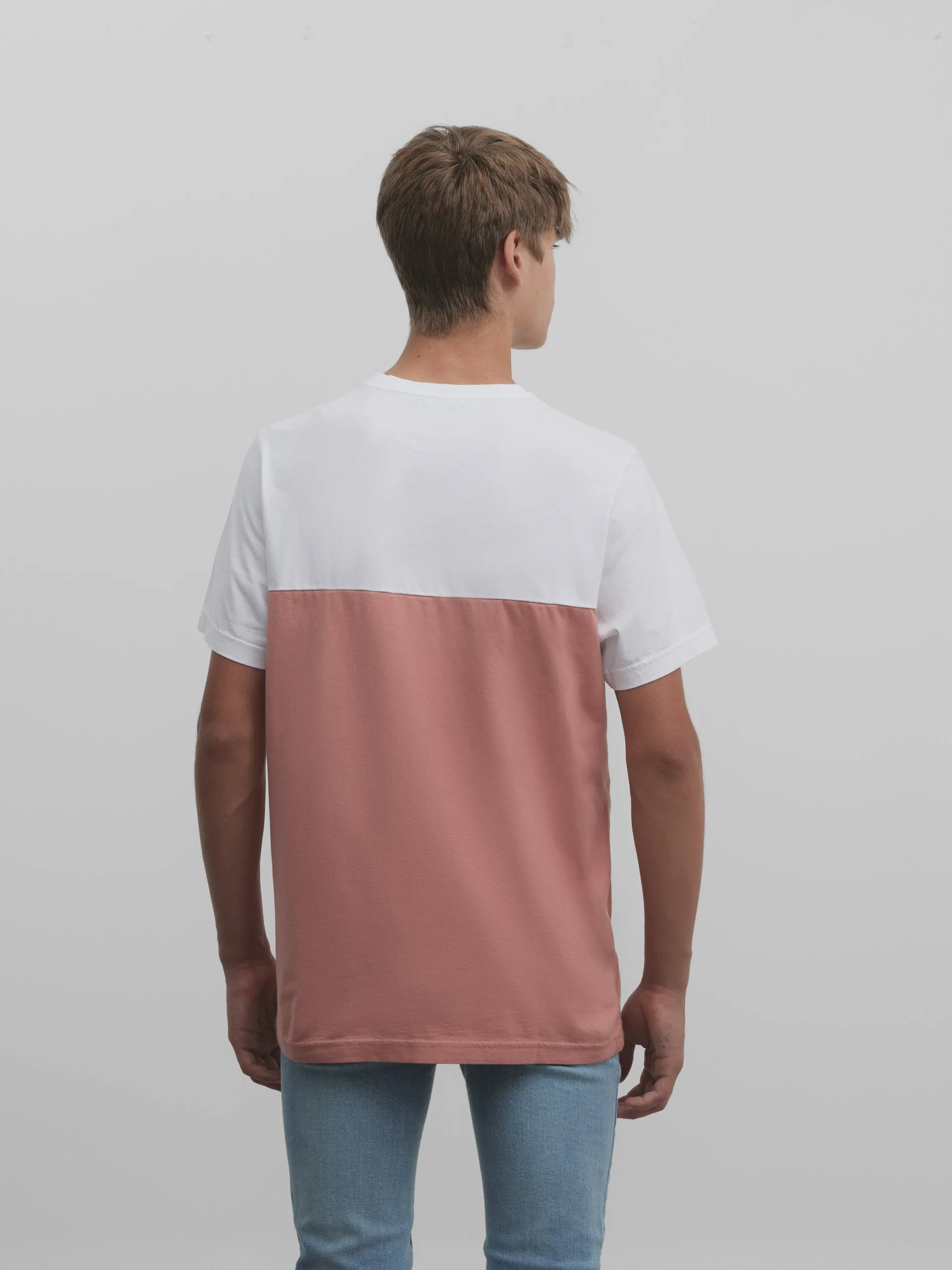 Camiseta bicolor coral blanca