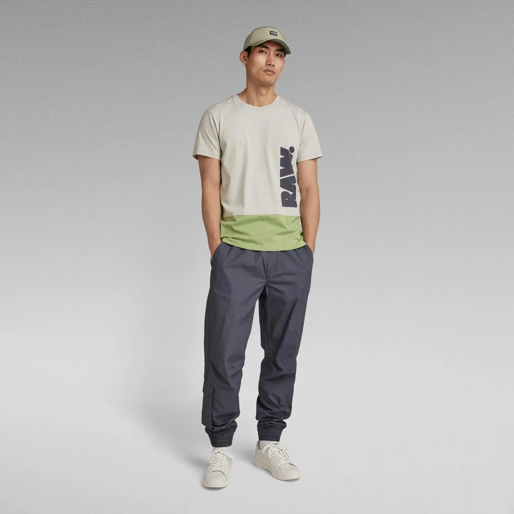 Camiseta Color Block Raw Mineral Gray