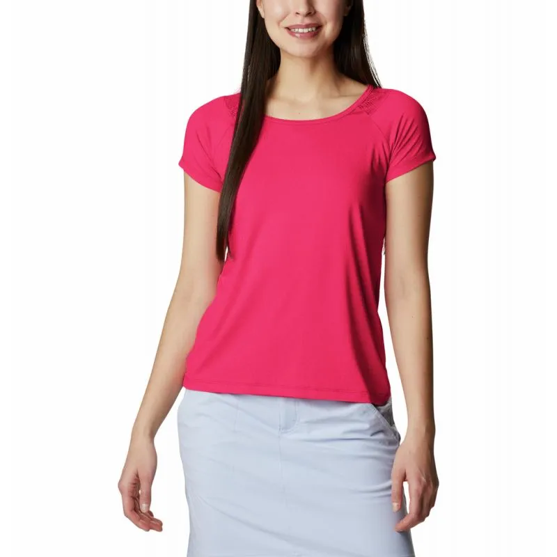 Camiseta Columbia Peak To Point™ II Ss Tee (Red Hibiscus Heather) Mujer