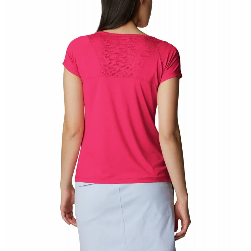 Camiseta Columbia Peak To Point™ II Ss Tee (Red Hibiscus Heather) Mujer