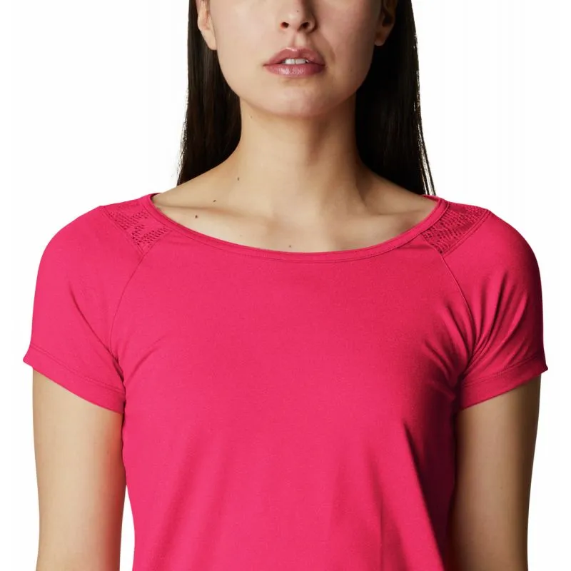 Camiseta Columbia Peak To Point™ II Ss Tee (Red Hibiscus Heather) Mujer