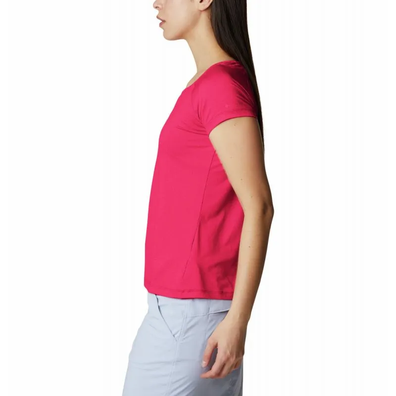Camiseta Columbia Peak To Point™ II Ss Tee (Red Hibiscus Heather) Mujer