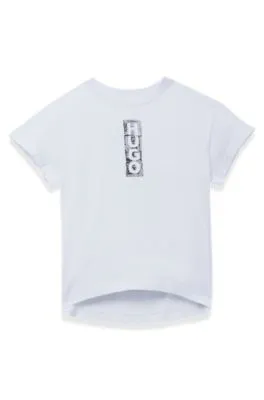 Camiseta loose fit para niños de algodón con logo estilo rotulador