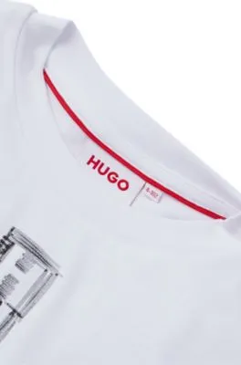 Camiseta loose fit para niños de algodón con logo estilo rotulador