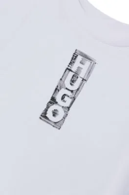Camiseta loose fit para niños de algodón con logo estilo rotulador