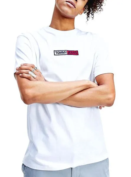 camiseta tommy jeans embroidered blanco