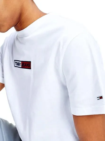 camiseta tommy jeans embroidered blanco