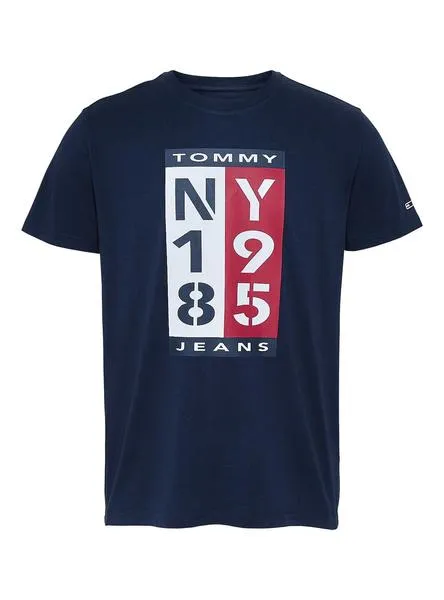 camiseta tommy jeans vertical logo azul 