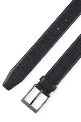 Cinturón de hebilla con logo en piel granulada italiana