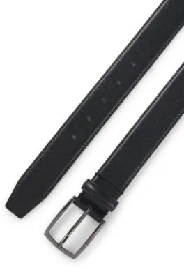 Cinturón de piel granulada con hebilla con logo fabricado en Italia