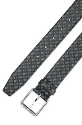 Cinturón de piel italiana con estampado de monograma