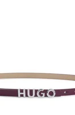 Cinturón de piel italiana con hebilla con logo