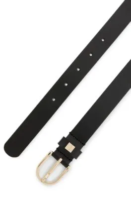 Cinturón de piel italiana con hebilla dorada