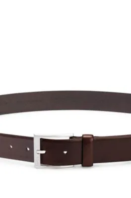 Cinturón de piel italiana con hebilla plateada