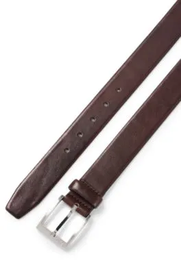 Cinturón de piel italiana con hebilla plateada