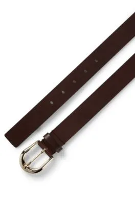 Cinturón de piel italiana con hebilla redonda
