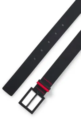 Cinturón de piel italiana con trabilla de dos tonos