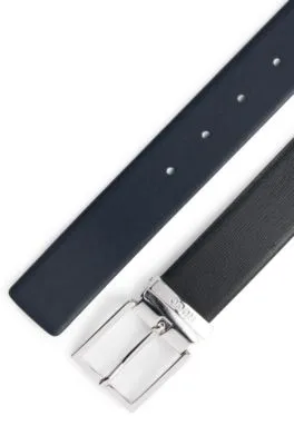 Cinturón reversible de piel italiana con hebilla con logo