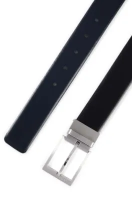 Cinturón reversible de piel italiana con hebilla de la marca