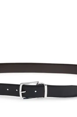 Cinturón reversible de piel italiana con logo en la trabilla